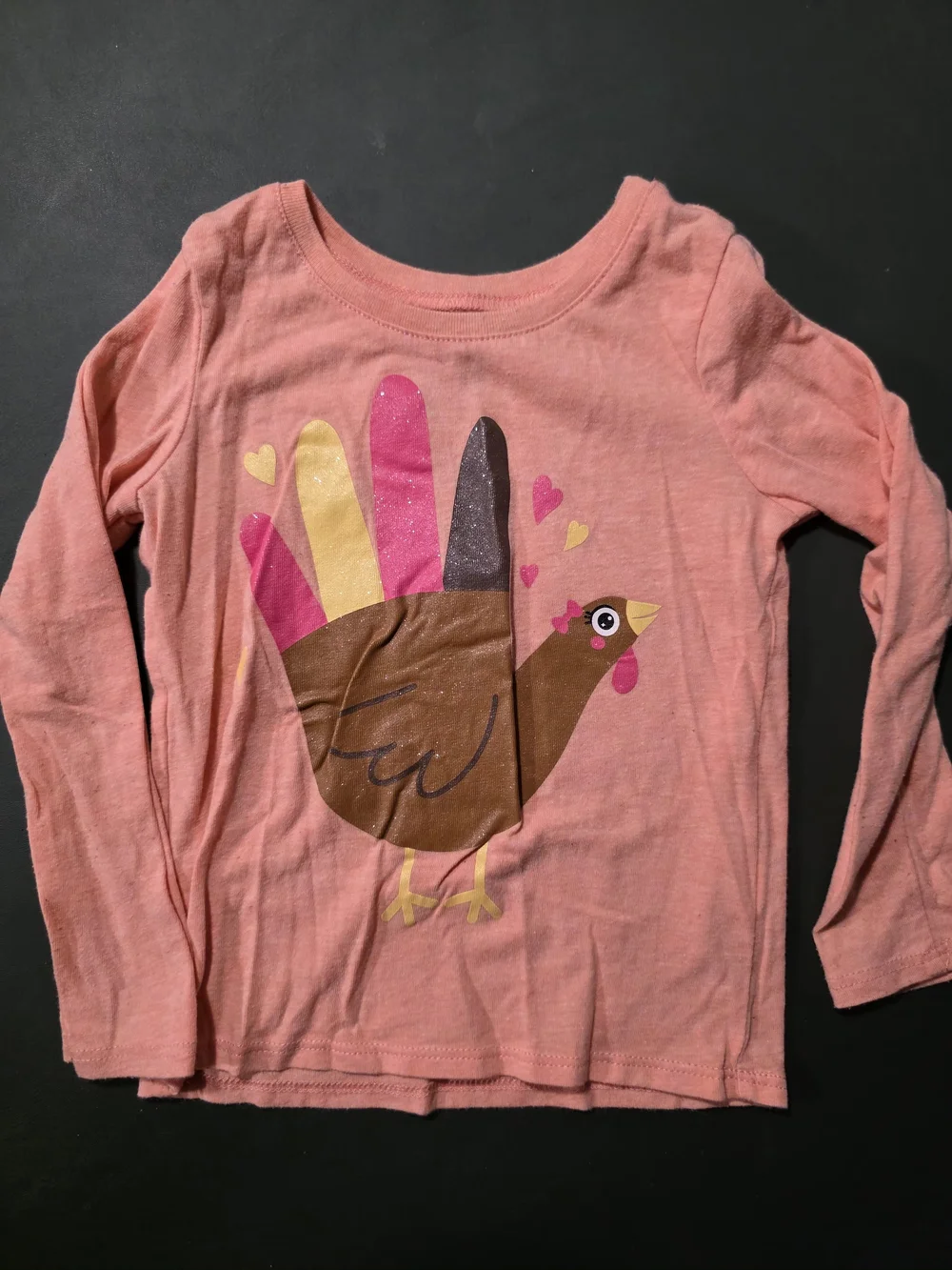 The Children's Place Coral Pink Turkey Handprint Long-Sleeve Tee